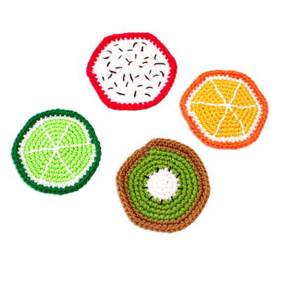 Fruit-Themed Crocheted Coasters (Set of 4)