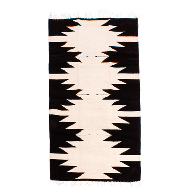 Zapotec Black and White Area Rug from Mexico (2.5 X 5)