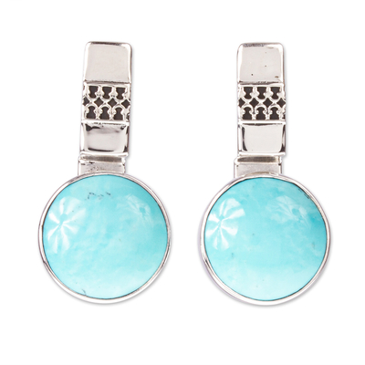 950 Silver And Turquoise Drop Earrings From Mexico