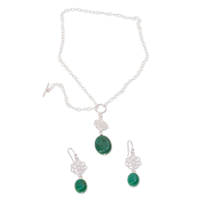 Sterling Silver and Turquoise Necklace and Earring Set