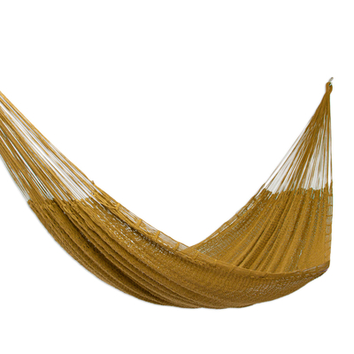 Hand Crafted Olive Cotton Rope Hammock (Single)
