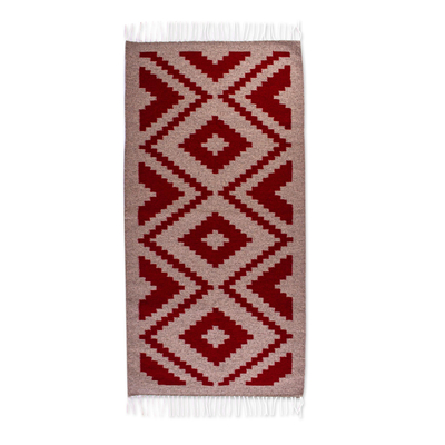 Diamond Pattern Hand Woven Zapotec Rug (2.5x5) from Mexico