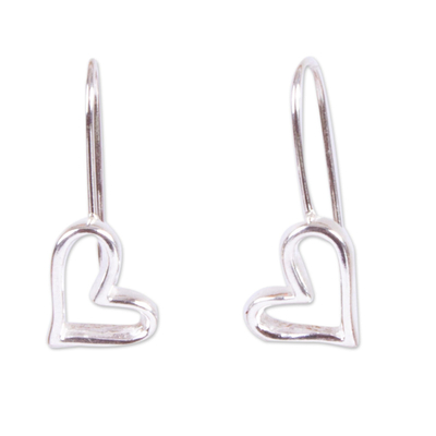 Asymmetrical Heart Sterling Drop Earrings from Mexico