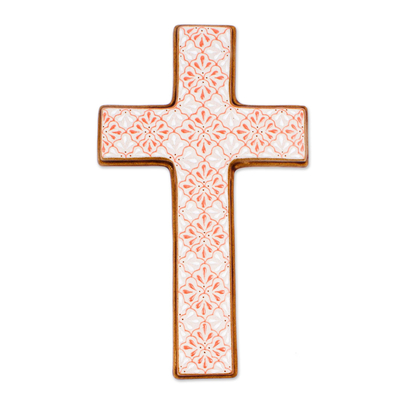 Hand-Painted Ceramic Cross from Mexico