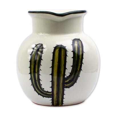 Hand Crafted Cactus Pitcher from Mexico