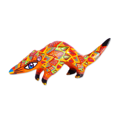 Hand Crafted Copal Wood Pangolin Alebrije from Mexico