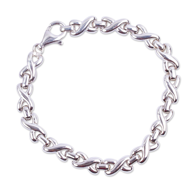 Sterling Silver X and O Chain Link Bracelet from Mexico