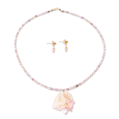 Natural Flower and Beryl Jewelry Set