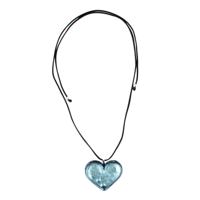 Silver Heart Dichroic Glass Necklace