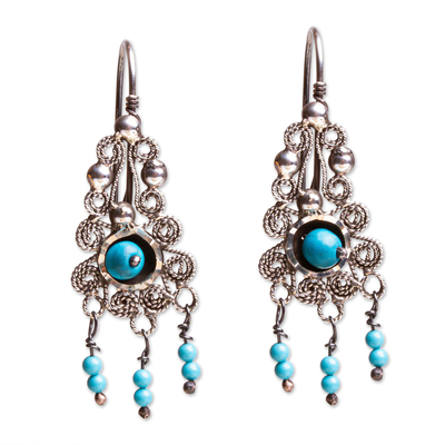 Filigree Chandelier Earrings with Turquoise