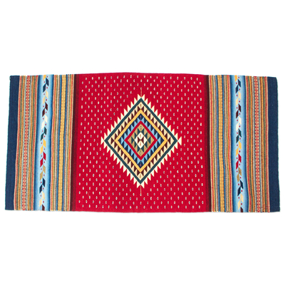 Multicolored Handwoven Geometric 2.5 x 5 Zapotec Area Rug