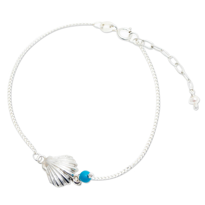 Sterling Silver Seashore Bracelet with Turquoise and Pearl