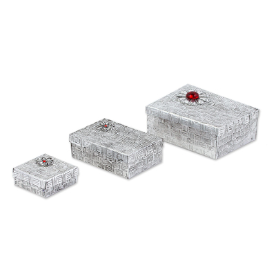 Gift Style Lidded Decorative Boxes of Aluminum (Set of 3)
