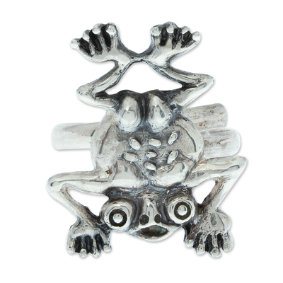 Aztec Frog Inspired Sterling Silver Cocktail Ring