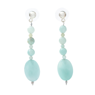 Handcrafted Amazonite Beaded Earrings from Mexico