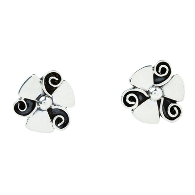 Artisan Crafted Sterling Button Earrings
