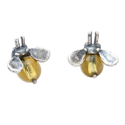 Artisan Crafted Amber Stud Earrings