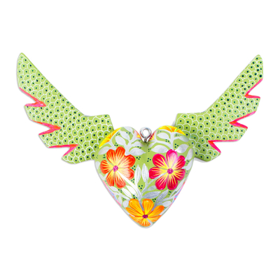 Hand-Painted Winged Heart Wall Accent