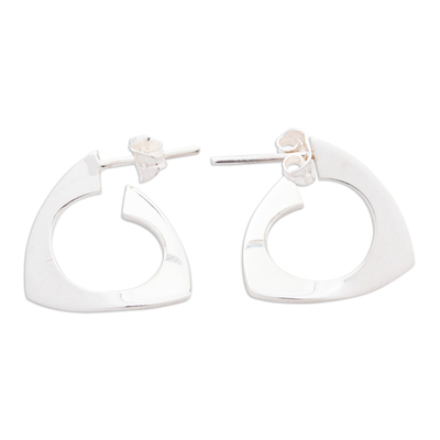 Contemporary Sterling Silver Half-Hoop Earrings