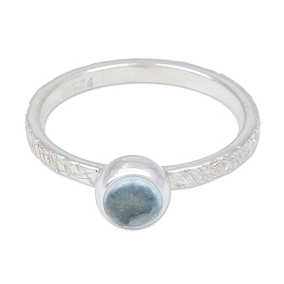 Textured Blue Topaz Single-Stone Ring