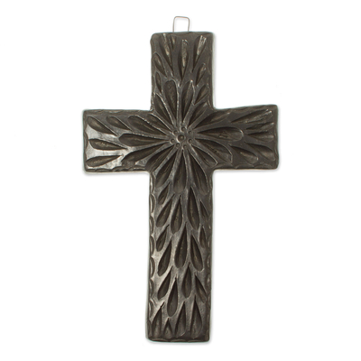 Artisan Crafted Barro Negro Wall Cross from Mexico