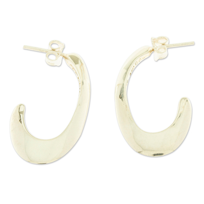 Half-hoop Earrings Crafted from 925 Sterling Silver in Taxco