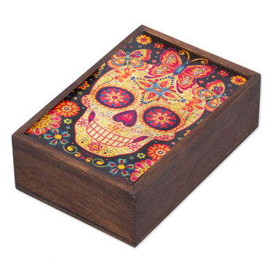 Day of the Dead Mexican Wood Box with Decoupage