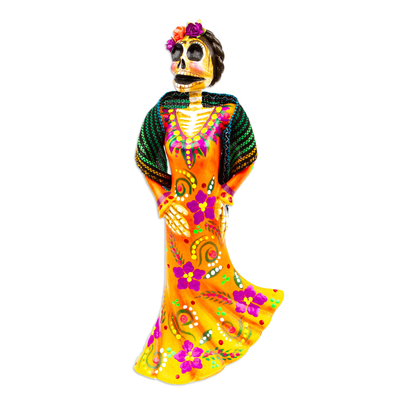 Mexican Catrina Statuette Made with Recycled Papier Mache