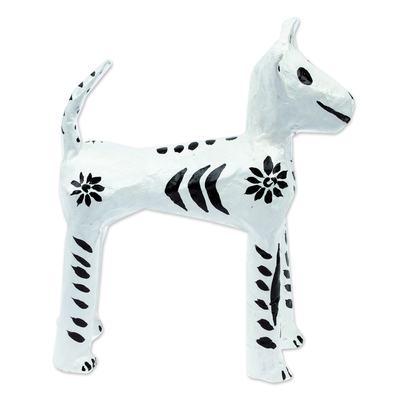Handcrafted Papier Mache Dog Skeleton Figurine from Mexico