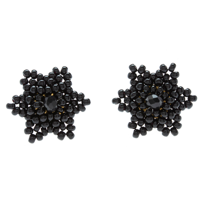Star-shaped Beaded Button Earrings Handcrafted in Mexico