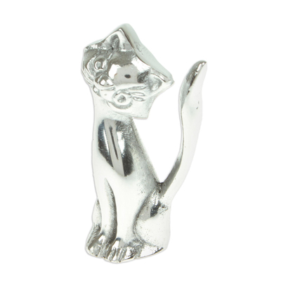 Cat Figurine Made with Recycled Aluminum or Mexican Pewter