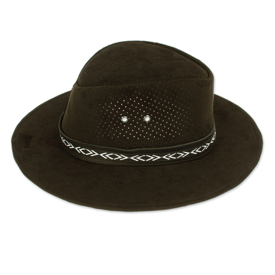Handcrafted Black Leather Hat from Mexico