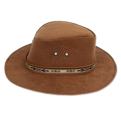Handcrafted Brown Leather Hat from Mexico