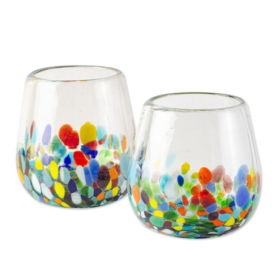 Artisan Handblown Stemless Wine Glasses (Pair)