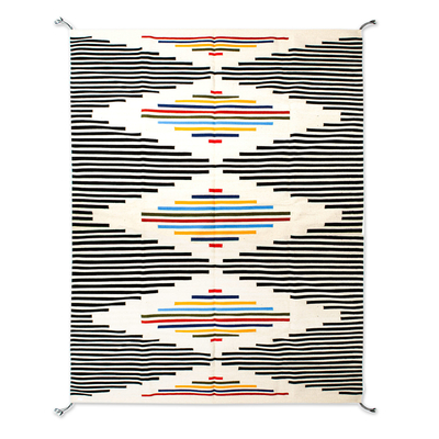 Handloomed Zapotec Wool Rug with Striped Design (6.5x10)