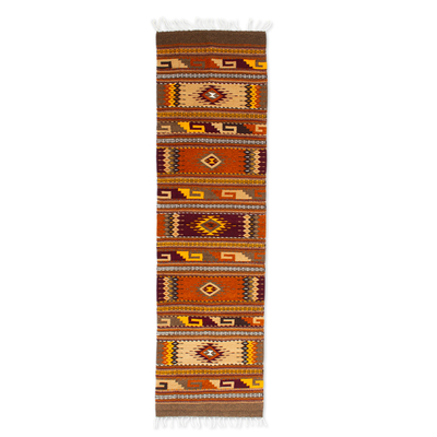 Handloomed Traditional Zapotec Wool Runner Rug (5x6.5)