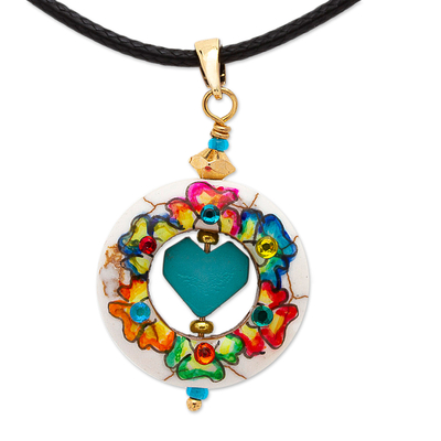 Howlite Pendant Necklace with Heart-Shaped Hematite Stone