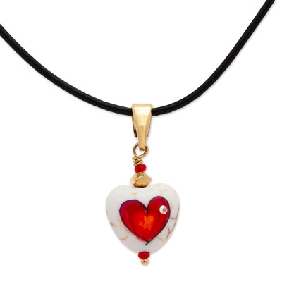14k Gold-Accented Necklace with Heart-Shaped Howlite Pendant