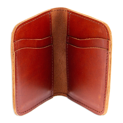 Brown Leather Card Wallet with Six Compartments