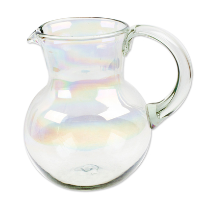 Eco-Friendly Clear Handblown Recycled Glass Pitcher