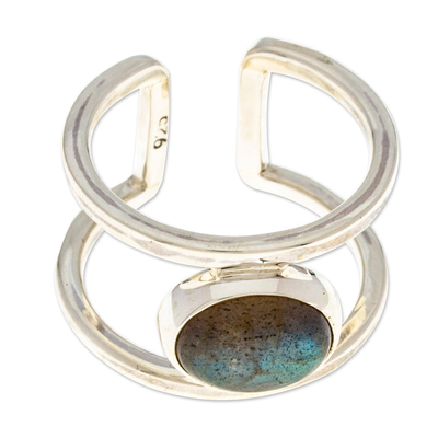Sterling Silver Modern Wrap Ring with Labradorite Stone