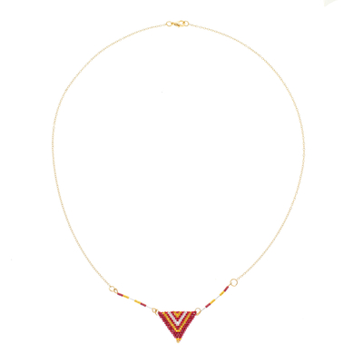 18k Gold-Plated Traditional Glass Beaded Pendant Necklace