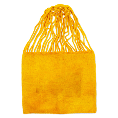 Handloomed Solid Amber Wool Tote Bag from Mexico