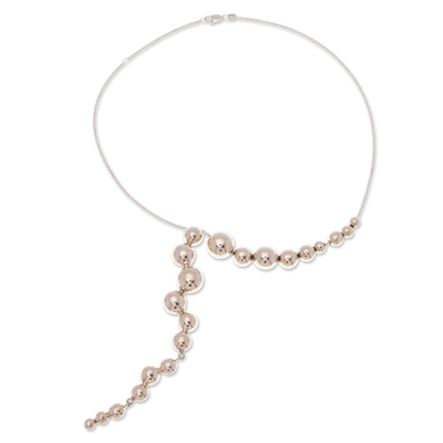 Bubble-Themed Sterling Silver Y Choker Necklace from Mexico