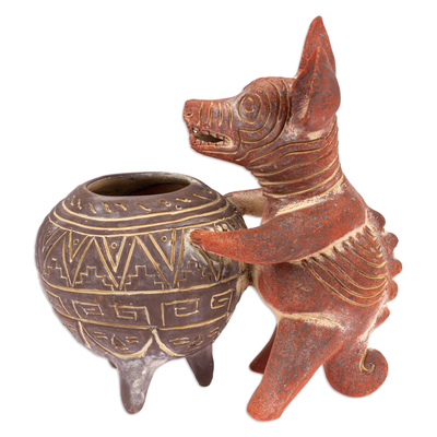 Ceramic Pre-Hispanic Dog Figurine Handcrafted in Mexico