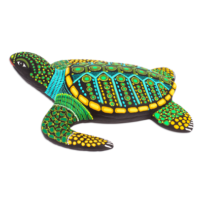 Colorful Hand-Painted Turtle Ceramic Alebrije Figurine