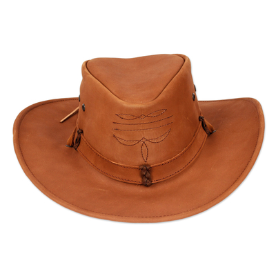 Handcrafted 100% Leather Hat in a Copper Base Hue