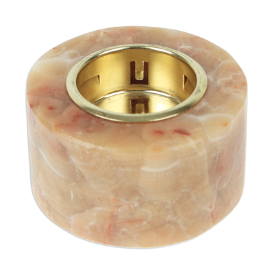 Round Natural Onyx Tealight Candleholder in Caramel Hues