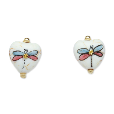 Gold-Accented Firefly Howlite Stud Earrings in Bright Hues