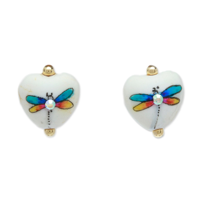 Gold-Accented Firefly Howlite Stud Earrings in Vibrant Hues